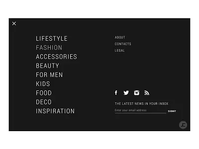 Menu Open black white menu popup