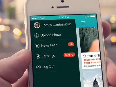 Refe Menu Opened app ios menu mobile navigation refe ui