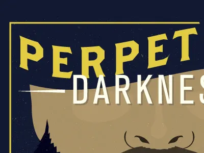 Perpetual Darkness Label beer collar illustration keg label mustache porter rye stars