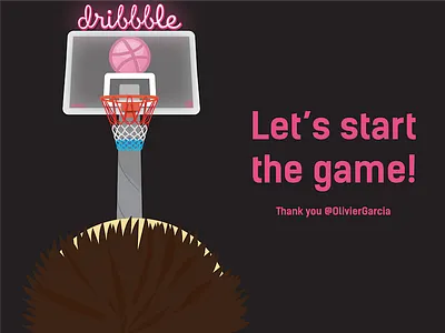 Thank you @OlivierGarcia basket debut draft dribbblethanks first first shot game invitation invite play thanks vector