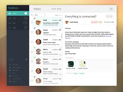 Simple Mail Client attachment clean client design inbox list mail mailbox minimal simple tags