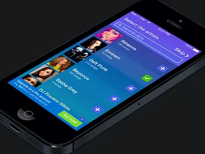 Select the artists - Jusic Music Player app artists flat ios ios7 iphone jusic music player