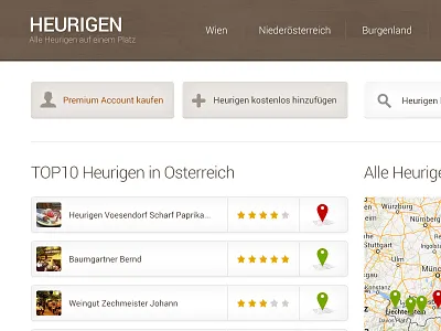 Heurigen Austria clean flat webdesign