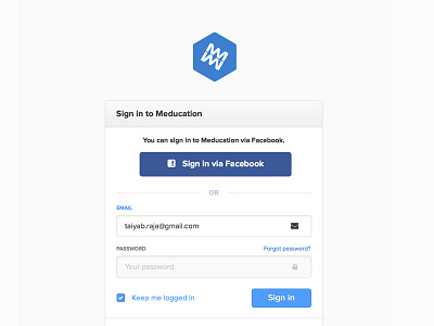 Sign in to Meducation email facebook form input log in login password sign in