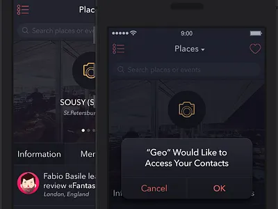 UI for Upcoming GEO Project [Alert & Places Screen] alert app geo ios7 ipad iphone location ui