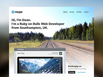 Voupe Final Preview blue button freight sans grey landing logo logomark photo proxima nova rails voupe website