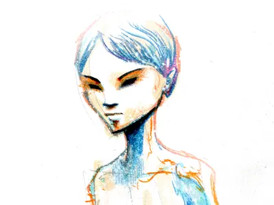 Deerchild animal art deer drawing illustration mixed media