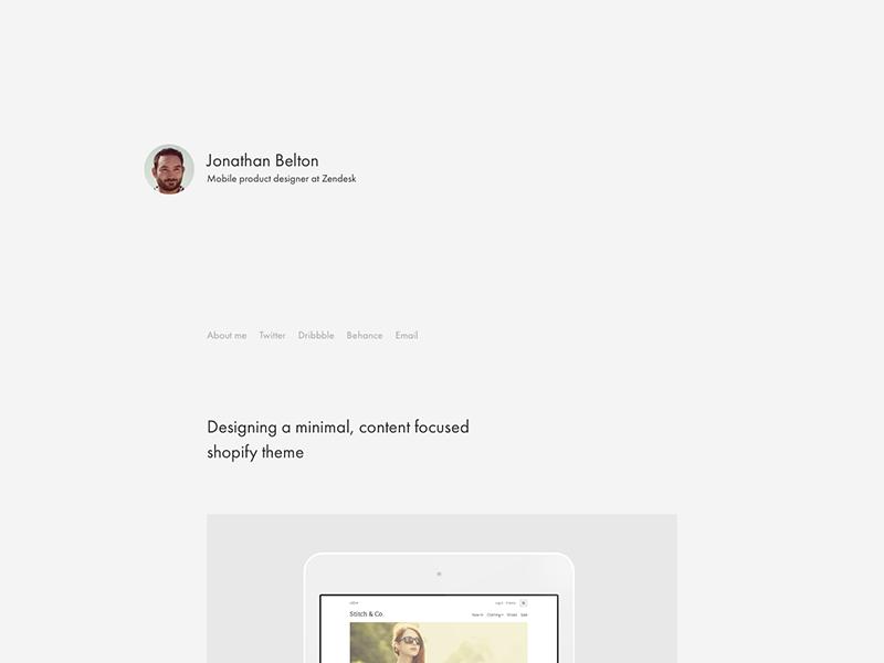 Example of Personal blog design