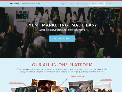Togather Homepage button collage demo homepage large image navigation photo splash summary