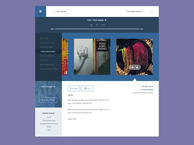 Pandora Redesign 2014 flat modern music pandora player redesign ux vector