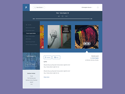 Pandora Redesign 2014 flat modern music pandora player redesign ux vector