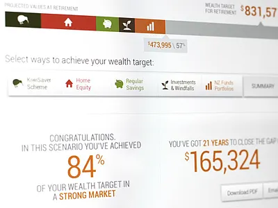 NZ Fund myWealth app beautiful numbers desktop finance management savings tablet tool touch based ui