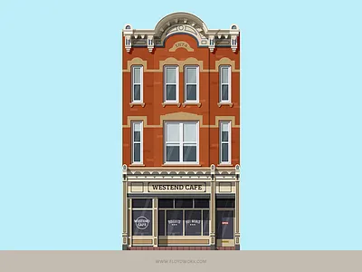House #3-2 brooklyn brownstone building cafe downtown flat flat design home house illustration shadow suburbs