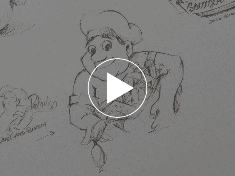 Sasuageman cook drawing food hot dog icon illustration logo process sausage sketch vector yummy