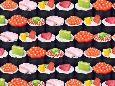Delicious Sushi Pattern eggs food japanese nori pattern rice salmon sushi tile tileable