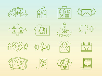 CM Icons cm creative market green icons sunset gradient