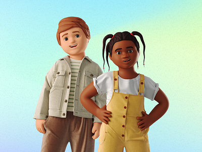 New 3D characters: kids 3d 3d boy 3d girl 3d illustrations 3d modeling 3d render graphic design illustration kids