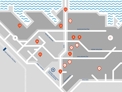 Map for an Audio Guide bullet clean grey icon information design map plan simple vector water