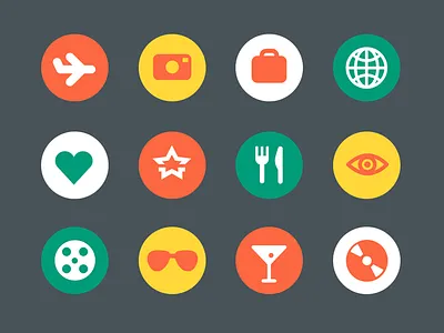 Wunderpass Icons branding camera eye flat food icon iconography identity illustration plane symbol wunderpass
