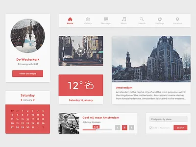 Flat UI kit (psd) amsterdam free freebie icon interface kit player psd scrtpxls ui vector widget