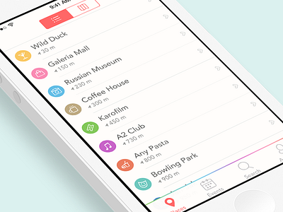 Places app interface ios ios7 iphone mobile ui