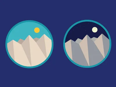 Day and Night Mountain Range flat illustration interactive minimal mountains nature series simplified