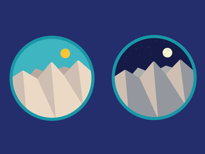 Day and Night Mountain Range flat illustration interactive minimal mountains nature series simplified