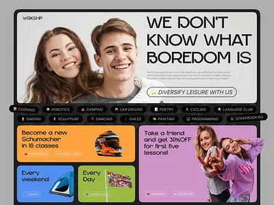 WRKSHP — Leisure Planning service branding design graphic design landing trend ui uiux ux web