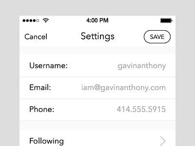 Settings Page 7 avenir design interface ios minimal page settings ui ux white
