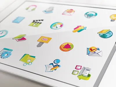 A set of vector icons bright colorful icons vector