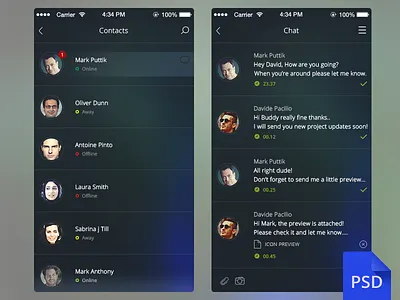 Freebie PSD: iOS7 Chat app chat freebie ios7 psd
