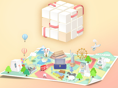 Datecube cube illustration map travel