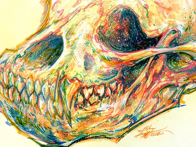 Sun Bear Skull animal bear drawing marker mixed media pen pencil portrait traditional
