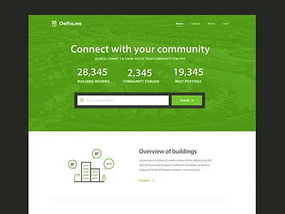 Owlho.me Landing Page community icons illustrations landing layout logo minimal owl page