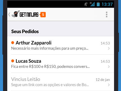 GetNinjas Android App android app lato list