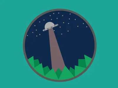 Alien Abduction! abduction abstract aliens flat flying saucer grass illustration minimal space stars