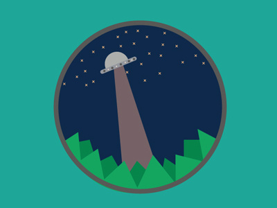 Alien Abduction! abduction abstract aliens flat flying saucer grass illustration minimal space stars