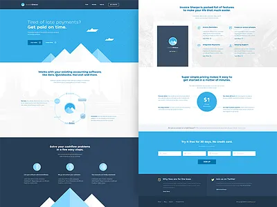 Sherpa / Home blue clean flat homepage illo light minimal white