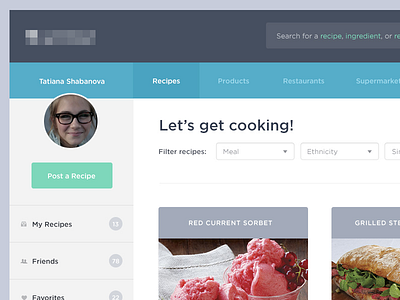 Recipe Shot clean flat food ingredients interface minimal recipes ui ux web