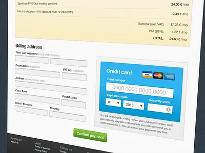 Credit card payment form card credit payment web
