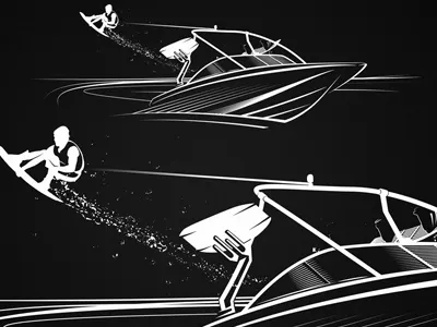 Wakeboard Boat lake screen print t shirt wakeboard