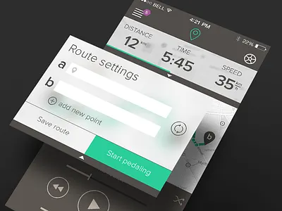 Bicycle Tracker App Settings map navigation route settings tracker ui
