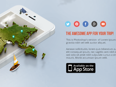 App Page Design 3d app clean flat landingpage map modern page round icons sleek social media