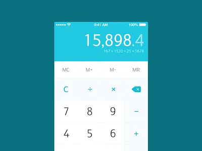 Calculator (In White) app aquamarine blue calculator colours flat ios7 iphone light numbers practice white