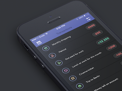Transactions app bejtuladesign cash clean design flat ios7 statistics transaction