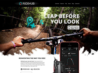 Ridehub Home Page Concept app banner biking homepage iphone landing