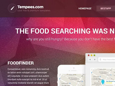 Landing page for mobile app web presentation almost flat design flat landing page webdesign