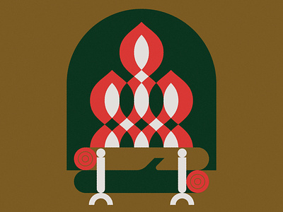 Yule Log art christmas fire fireplace holiday illustration vector vintage yulelog