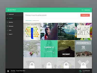 Dashboard backend dashboard interface music startup ui