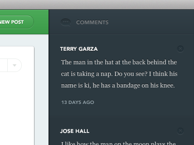Comments Blogging App app sidebar ui web web app